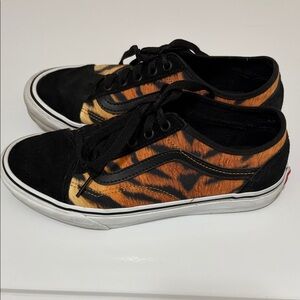 Vans Black and Orange Animal Print Sneakers